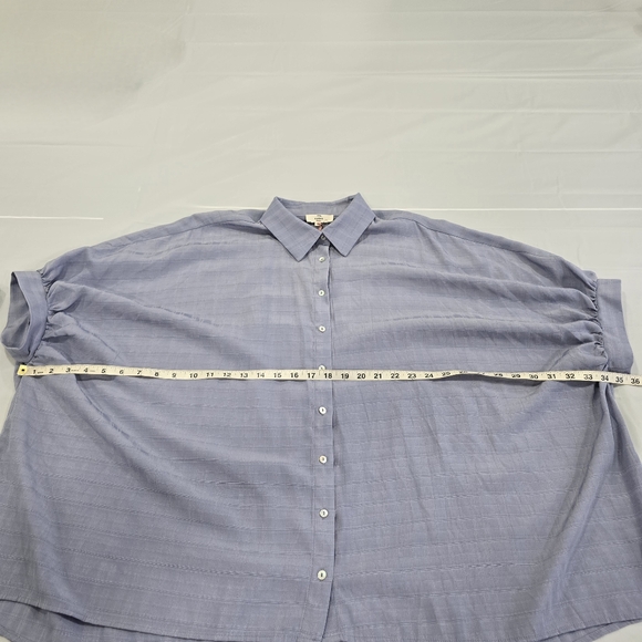 Entro Oversized Button Up Top Blouse Size Medium Large Blue Plaid Boxy New - Picture 11 of 12